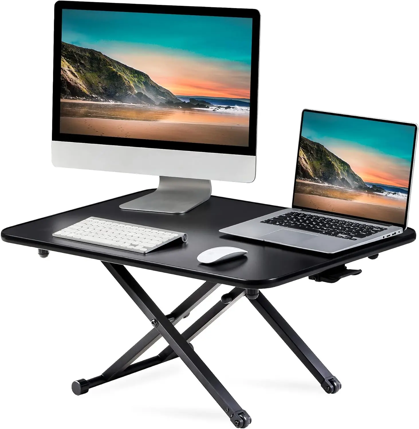 Height Adjustable Standing Desk Gas Spring Riser Desk Converter for Dual Monitor Sit to Stand in Seconds SD108001MB