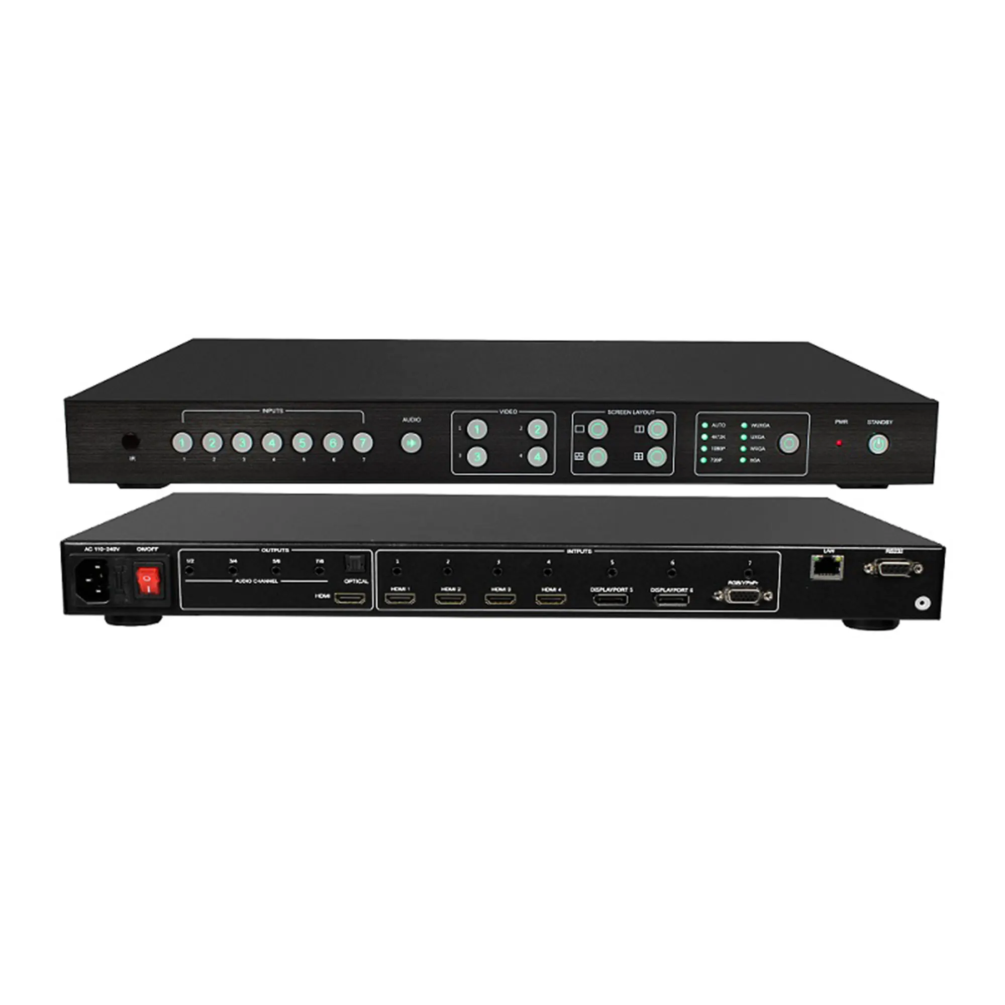 عرض قشارة الجلاد UHD 4K 30 هرتز 444 7 في 1 خارج رباعية سبليت شاشات متعددة المشاهد عرض الصوت والفيديو معالج متعدد الصور #3