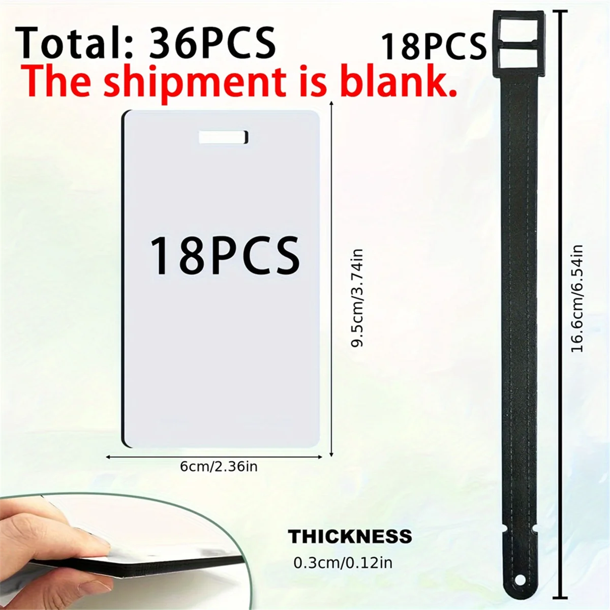 2025+ Sublimation Luggage Tag Blanks, Double Sided MDF Suitcase Label Tag Blank Travel Bag Tags with Strap for DIY Design Work