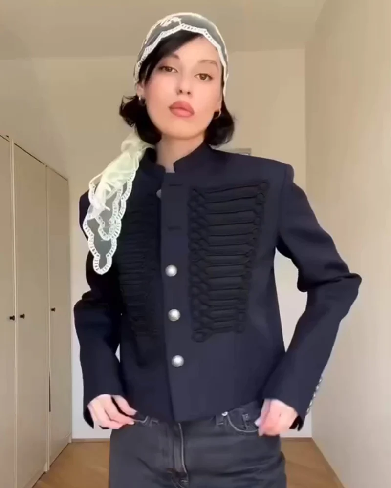 Women's Jacket 2026 New Spring Autumn Long Sleeve Button Single-Breasted Short Jacket Personality Fashion Female Outerwear