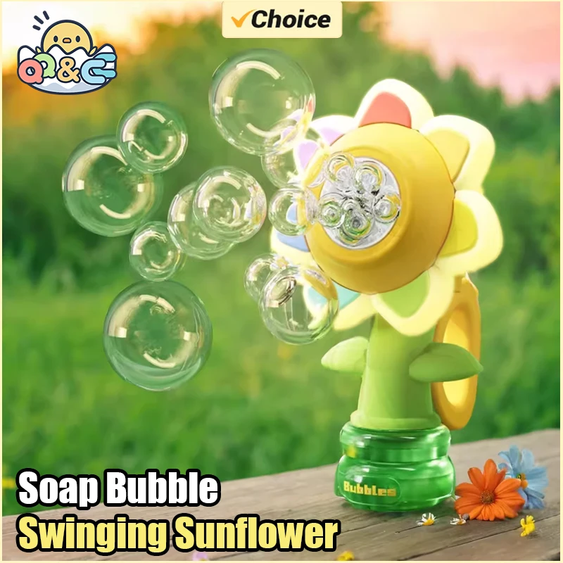 子供用電気ひまわりバブルメーカー,自動ブランコ機,石鹸送風機,女の子用屋外おもちゃ,ポンペロス,夏