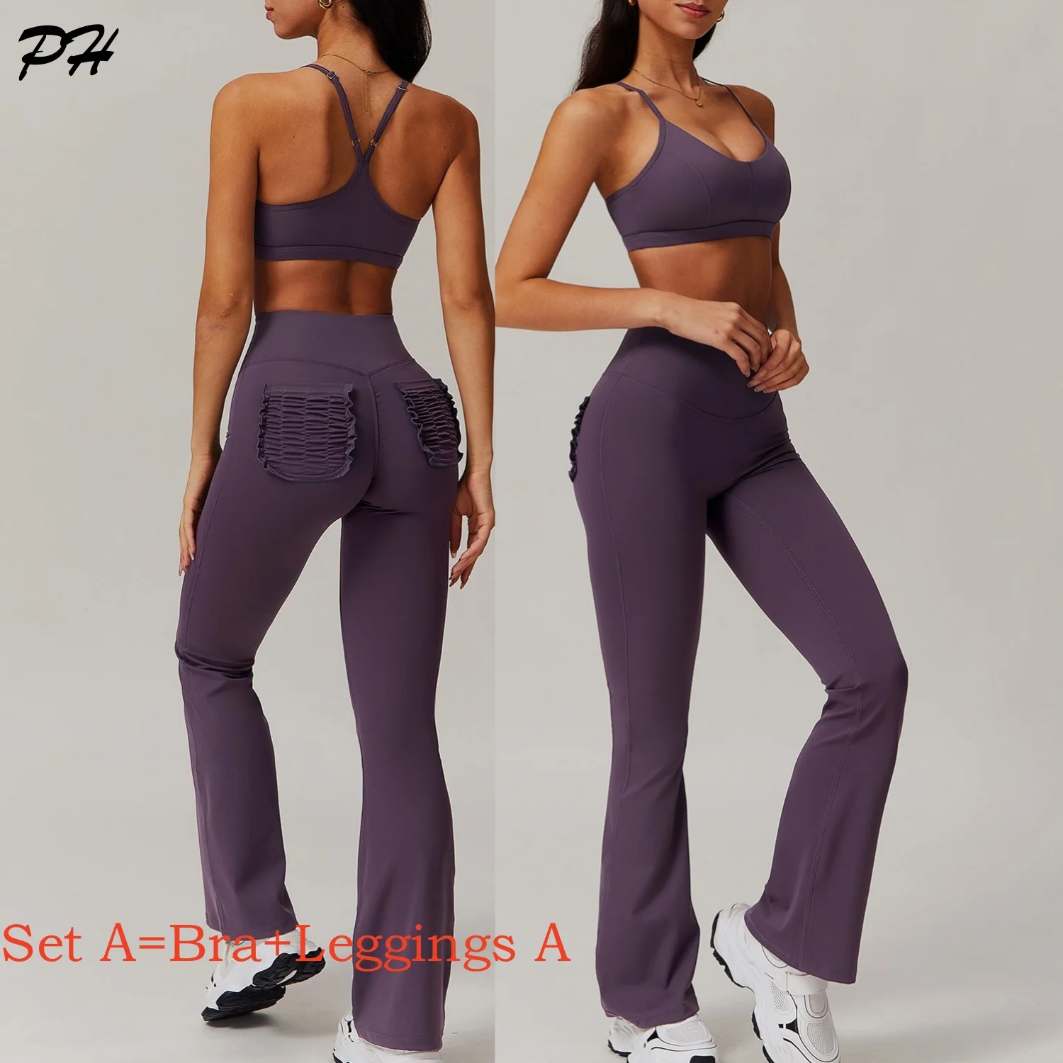 Yoga Set 2 Pieces Gym Set Workout Clothes for Women Seamless High Waist Leggings Sports Bra Suit Female Clothing Women Tracksuit