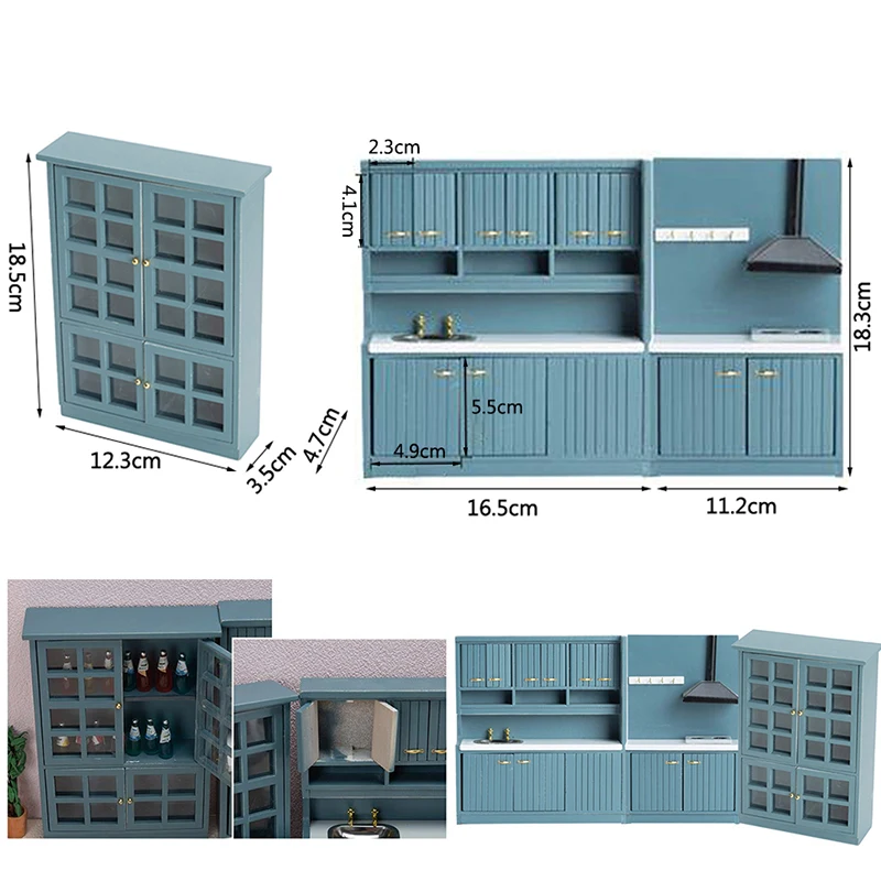 1 pc/set 1:12 casa de bonecas em miniatura móveis de cozinha de madeira armário bancada balcão casa de bonecas conjunto de cozinha acessórios crianças brinquedo