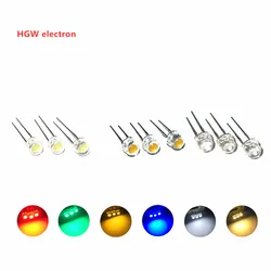 100個の麦わら帽子5mm,超高輝度,0.3w,0.5w,f5,0.5w,LED,赤,黄,緑,青,暖かい白,ビーズ