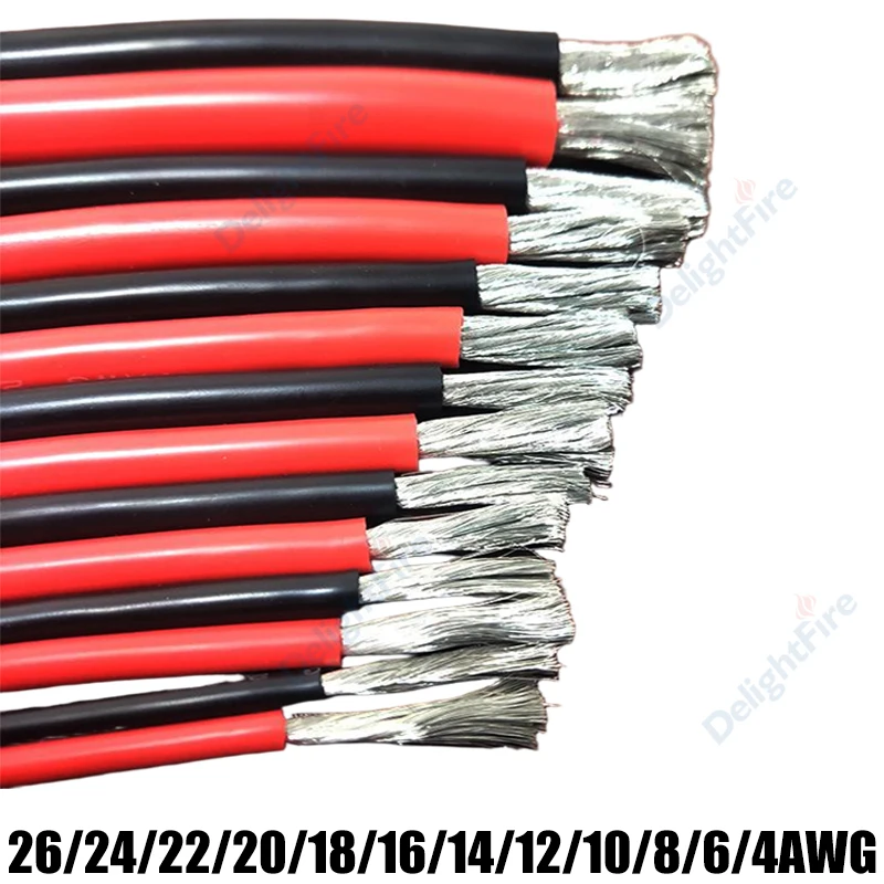 

Силиконовый кабель Красный Черный провод Автомобильный аккумулятор Автомобильные электрические провода 26 24 22 20 18 16 14 12 10 8 6 4AWG Для авто солнечной батареи