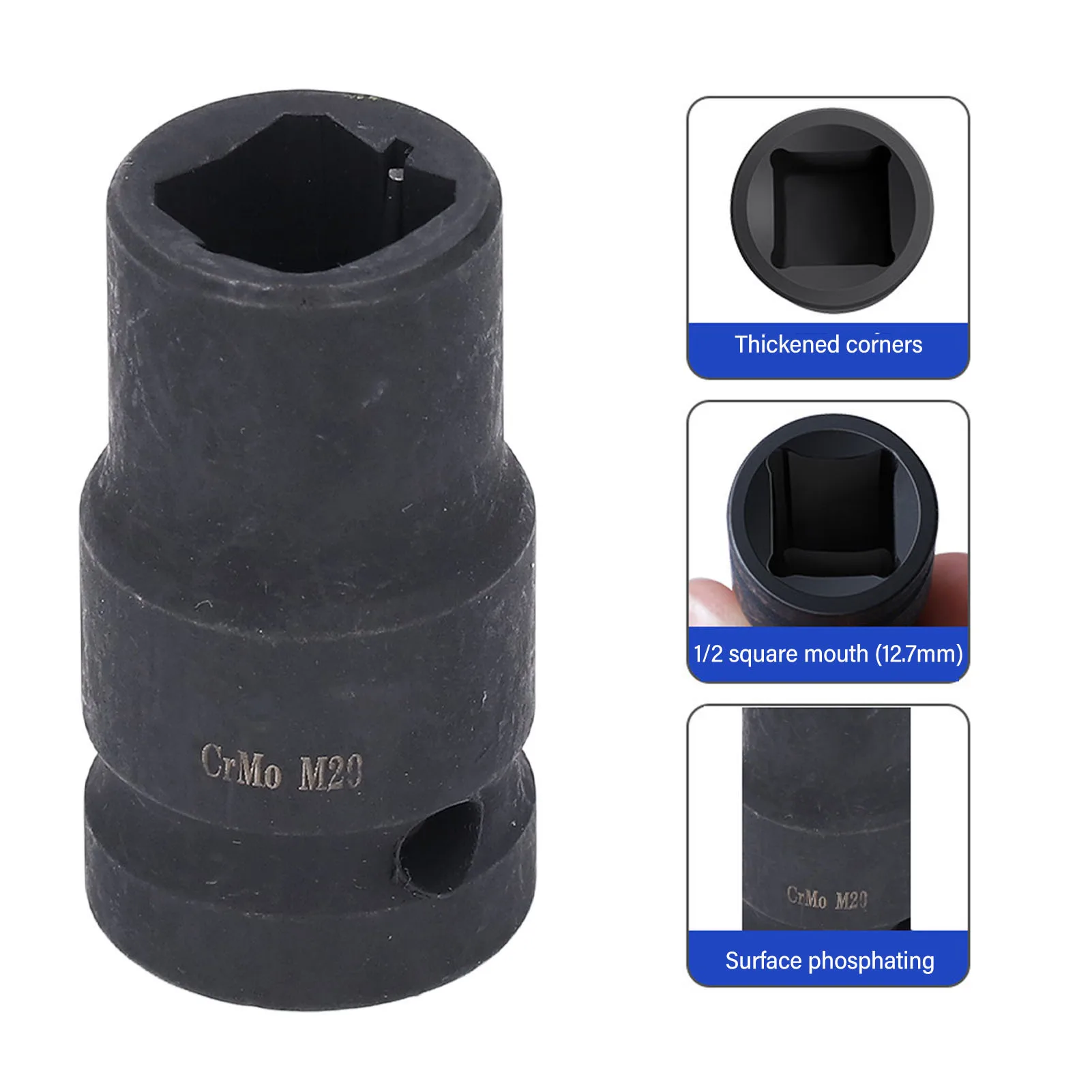 Квадратная головка для метчика M20 CRMO 1/2 дюйма с круглыми углами для электрического ключа Ручной ключ M20 Торцевая головка для метчика CRMO