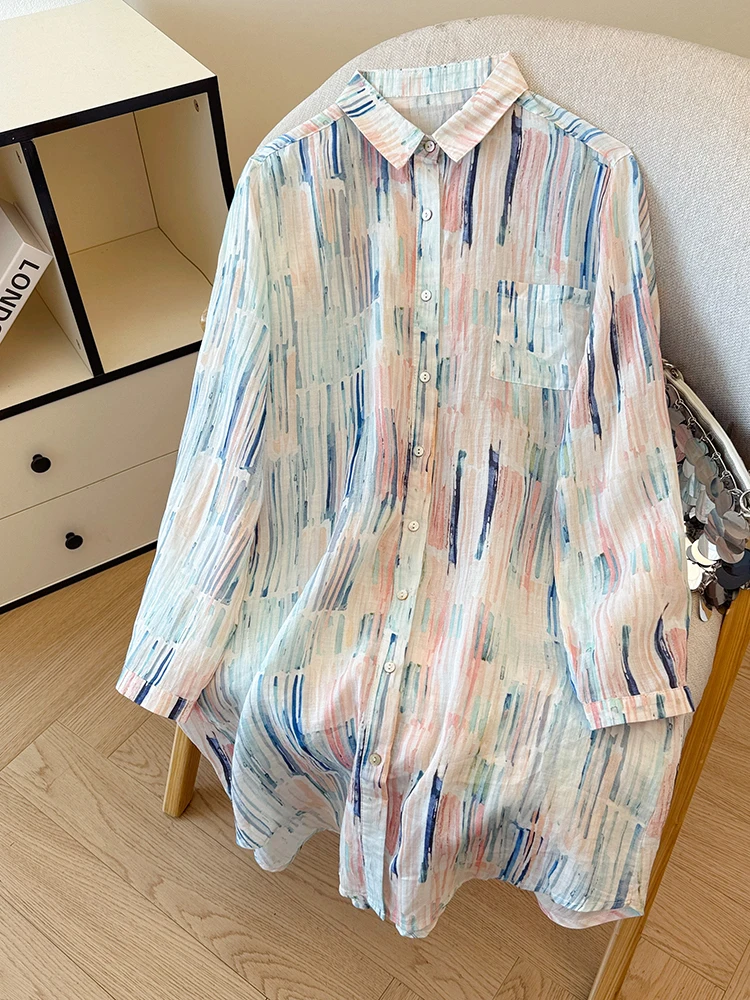 

Faionable Oversized Long Sve irt Color Blo Design Осенняя одежда Удобная дышащая свободная женская одежда премиум-класса