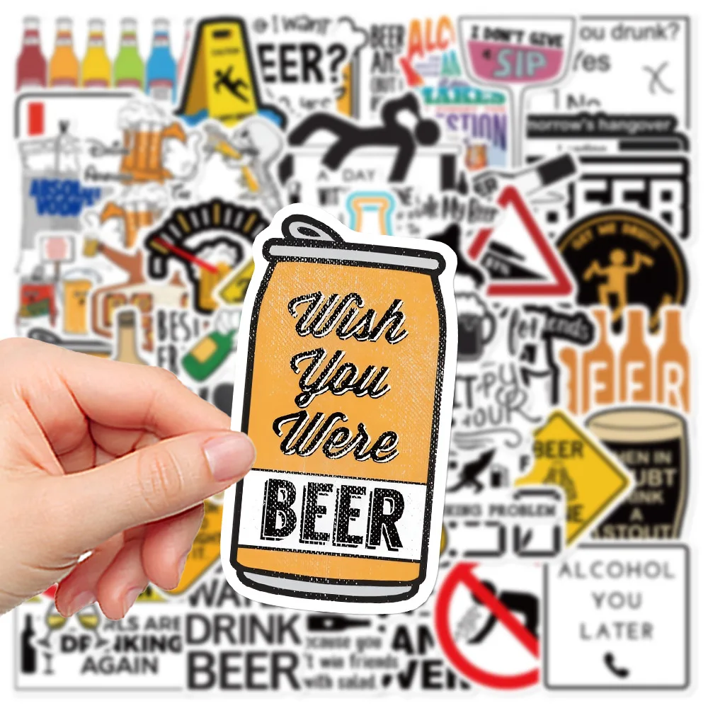 10/30/52PCS Funny Alcoholism Vodka Beer Wine Drunk Meme Stickers Waterproof Fridge DiaryBicycle Motorcycle Graffiti Decoration