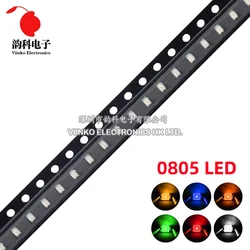 100 adet 0805 SMD LED beyaz kırmızı mavi sarı yeşil turuncu sıcak beyaz pembe mor RGB ışık yayan diyot