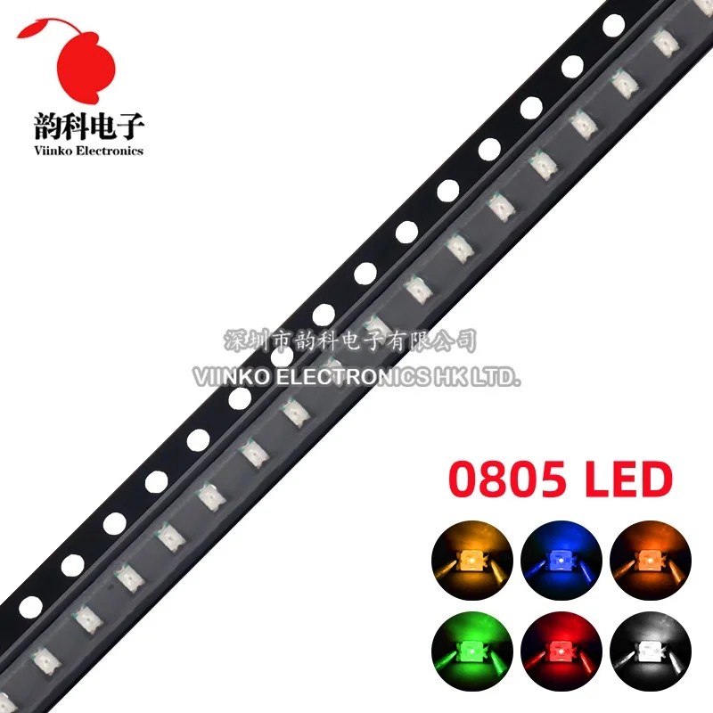 100 sztuk 0805 SMD LED biały czerwony niebieski żółty zielony pomarańczowy ciepły biały różowy fioletowy dioda elektroluminescencyjna RGB