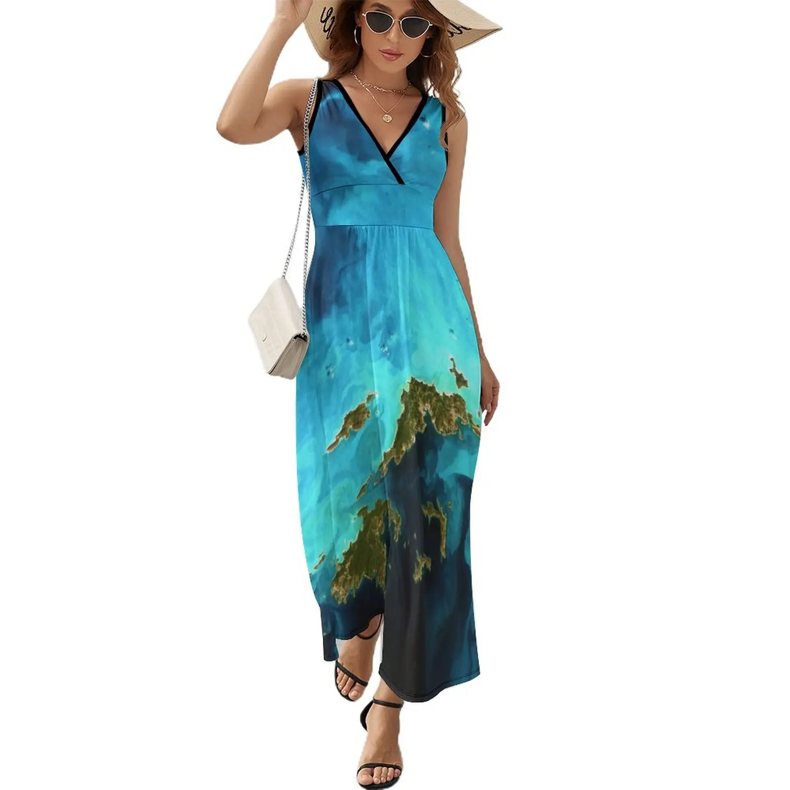 

Virgin Islands Full Satellite Image Sleeveless Dress womens dress Bridesmaid dress woman