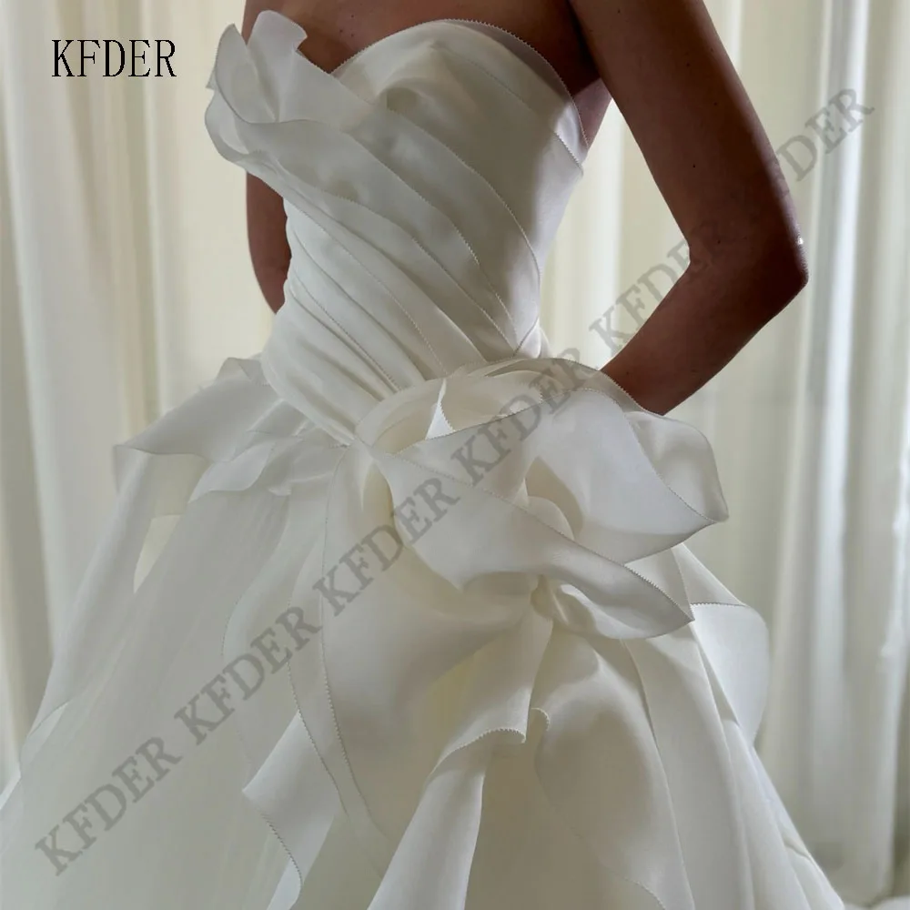 Generous A Line Customized Wedding Dress Organza Tiered vestidos de novia Floor-Length Ruched Bride Dress vestido de novia boda