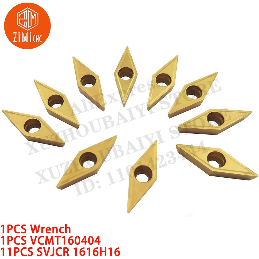 Imagem -06 - Peça Svjcr 1616h16 Metal Duro Indexável Suporte para Inserção de Ferramenta de Torneamento Torno Metálico Ferramentas de Corte Mais 11 Pcsvcmt160404 Pastilhas para Torneamento Cnc 1