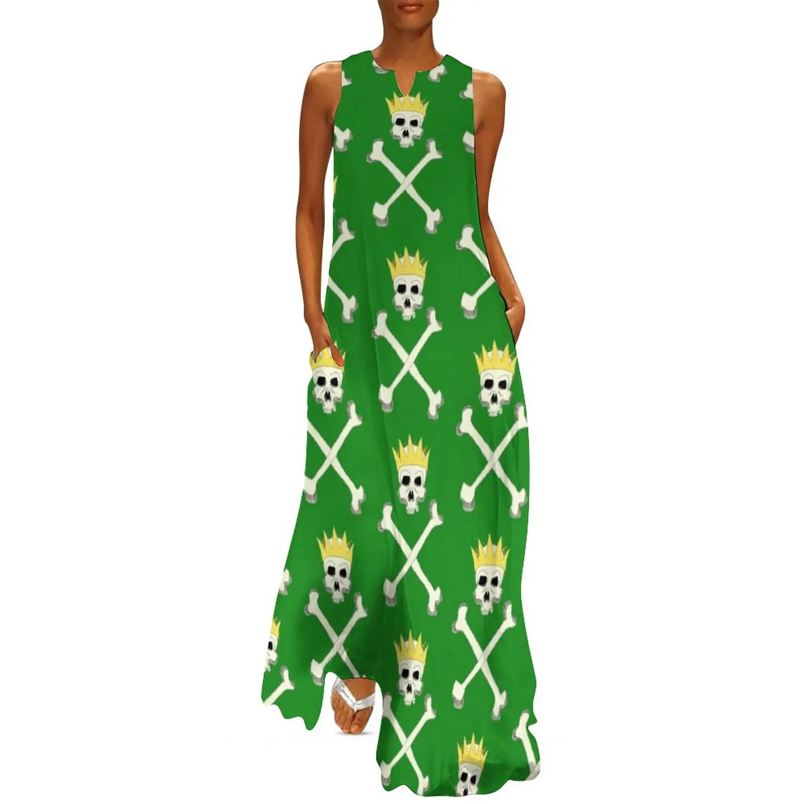 Gold paper crown skull and crossbones Long Dress luxury evening dresses for women 2025 womens dress