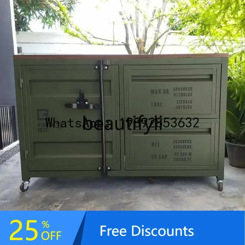 

CC Container Storage Cabinet Vintage File Iron Art Shoe Cabinet Industrial Style SideboardSSS