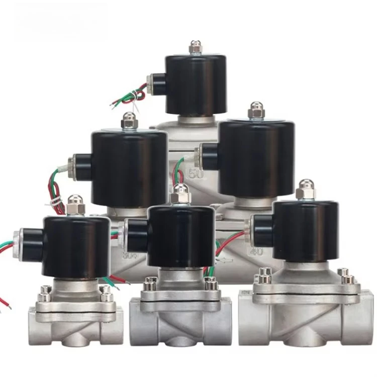DN50 2 بوصة 2 واط-500-50 عادة مغلقة الفولاذ المقاوم للصدأ ارتفاع ضغط المحرك الكهربائي الصغير المباشر الملف اللولبي صمام