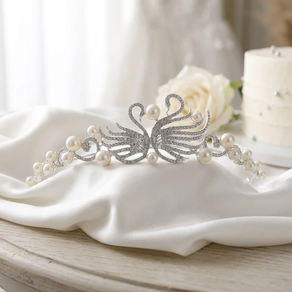 

Baroque Rhinestone Bridal Crown Simple Crystal Hairpiece For Wedding Party