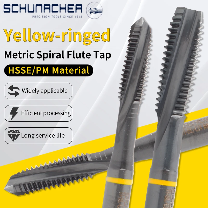 

Немецкие резьбонарезные метчики SCHUMACHER JIS Standard Yellow Ring Spiral Fluted Tap Pointed M3 M4 M5 M6 M8 M10 M12 для титановых сплавов
