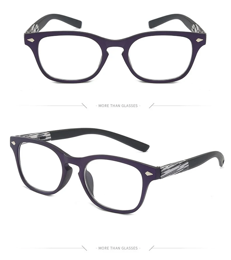 Retro Holzmaserung Lesebrille Männer Frauen Unzerbrechlich Quadrat Vollrand Hochwertige Vergrößerungs Presbyopie Brille Blau + 150 250 – Detail 3