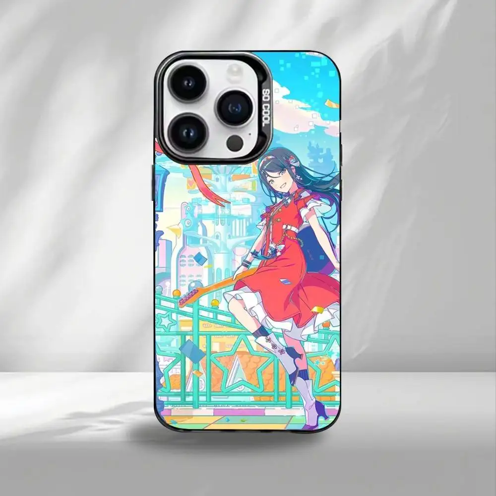 Lchika hoshino capa de telefone para iphone17,16,15,14,13,12,11 plus, pro max preto colorido banhado a prata dentro da capa