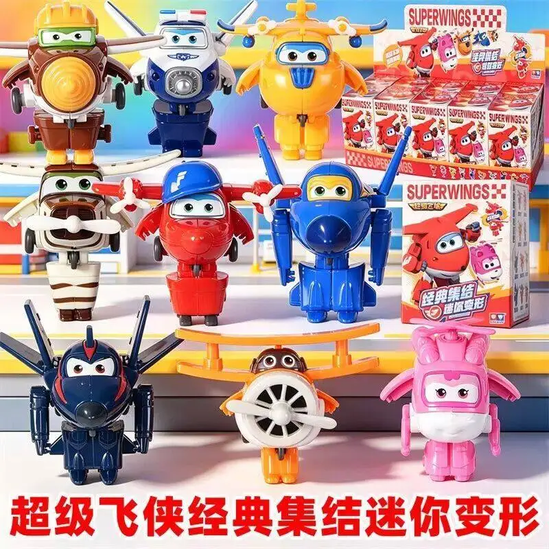 AULDEY Super Wings Spielzeug Mini-Transformations-Roboterfigur Blindbox Jett Donnie Grand Albert Actionfigur Sammlerstück Taschengeschenk