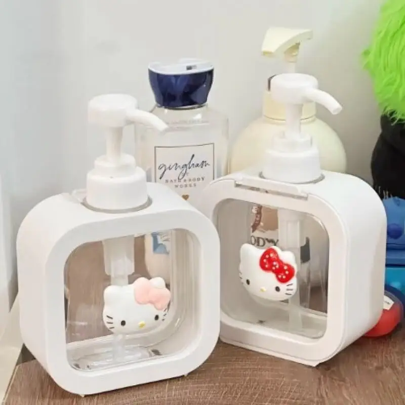 Hello Kitty 500ML Soap Dispenser Cartoon Kitchen Hand Soap Dish Soap Bottle Bathroom Shampoo Shower Gel Press Type StorageBottle