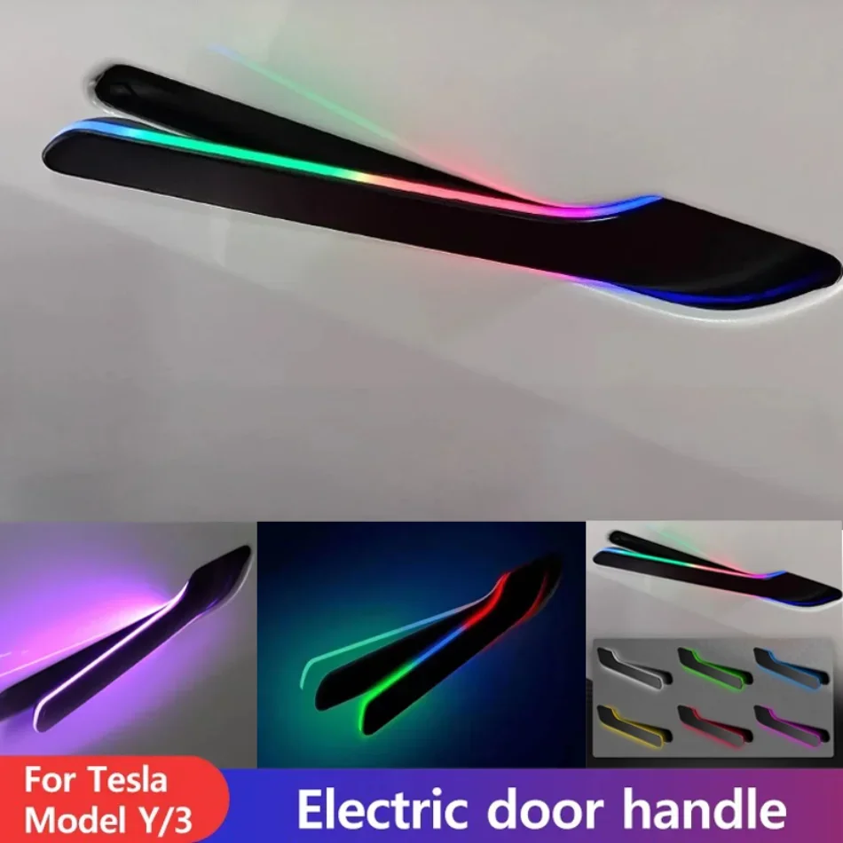 

For Tesla Model Y 3 Highland 2021-2025 RGB New Automatic Color Integrated Handle Door Accessories Waterproof Easy Installation