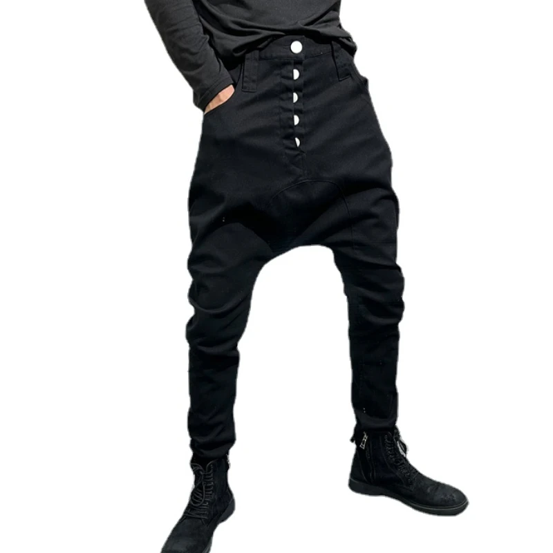 

Dark Avant-Garde Techwear Style Black Fashion Brand Slim Fit Harem Pants Casual Stretch Personality Baggy Pants for Men
