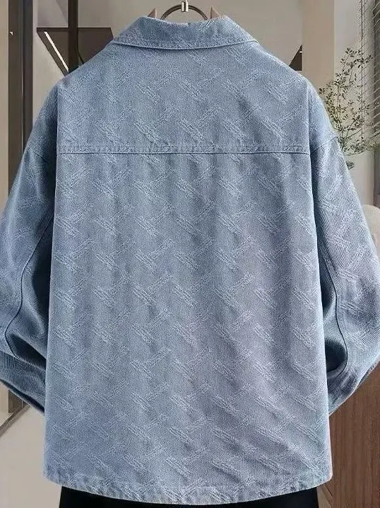 Loose Fit Men's Denim Jacket Casual Style Turn-down Collar Trendy Shirt Jacket Comfortable Wearing Experience for Autumn