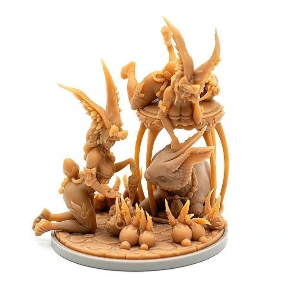 38mm Fantasy Forest Rabbitfolk Rabbit-eared Female Elf Resin GK Miniature Model DIY Coloring Self-assembly 3D Printed Figurine