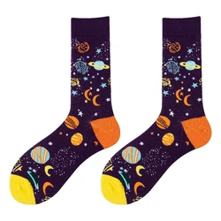 MYORED 1 double set autumn and winter new cosmic planet stars moon pattern male couple socks