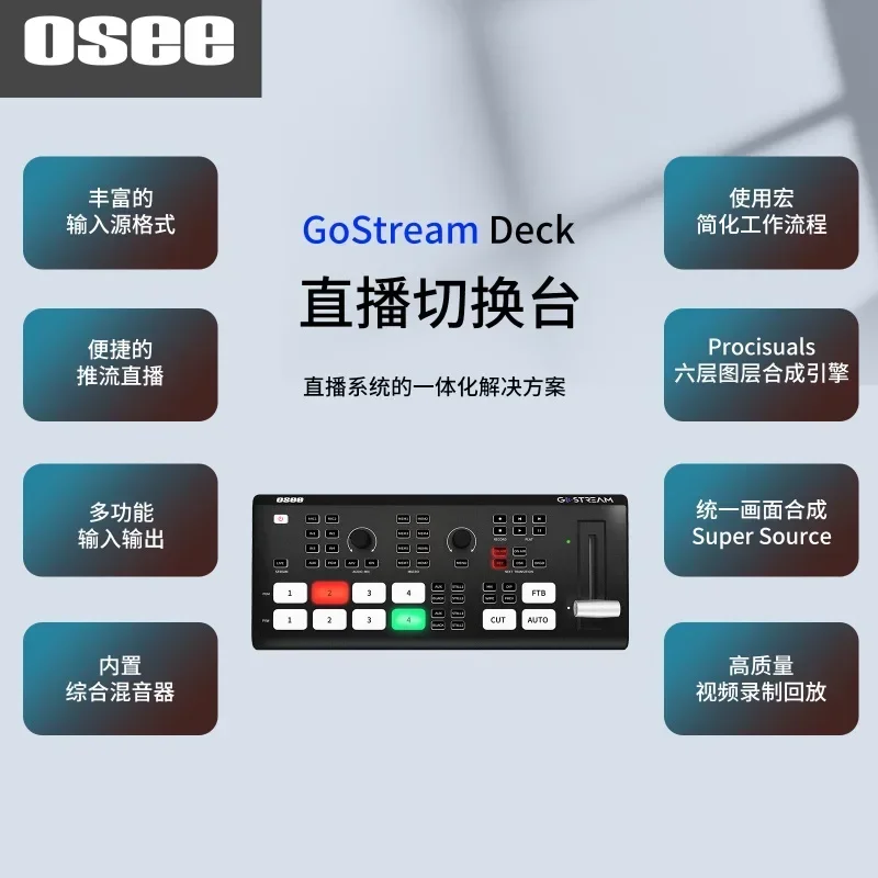 OSEE GoStream Deck Camera Video Mixer Switcher 4 Channel HDMI-متوافق مع شاشة تسجيل الفيديو المباشرة
