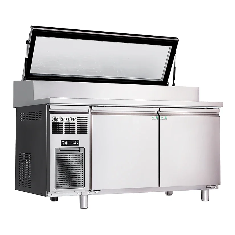 

Double Door Electric 304 Stainless Steel Prep Table For Pizza