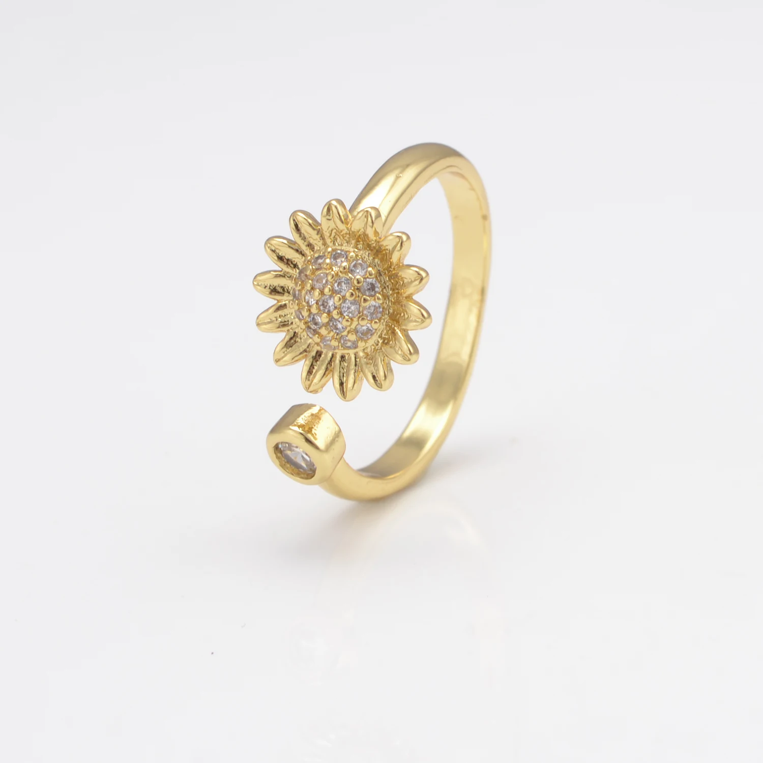 European American Fashion Sunflower Rings Love You Gesture Flower Finger Ring Romantic Engagement Jewelry for Women 3 Pieces