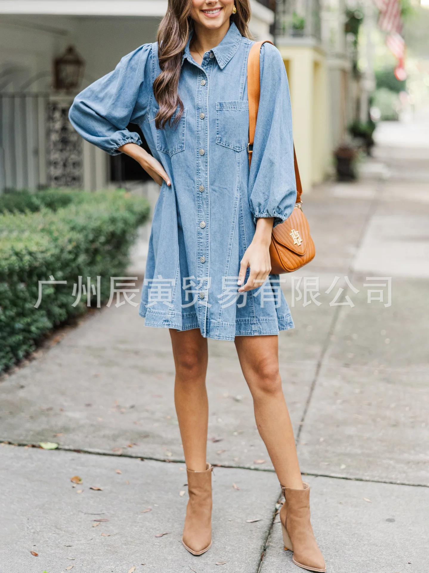 

Модное платье из деконструированного денима на пуговицах, хлопковое, с рукавом три четверти, свободного кроя, летнее, оверсайз