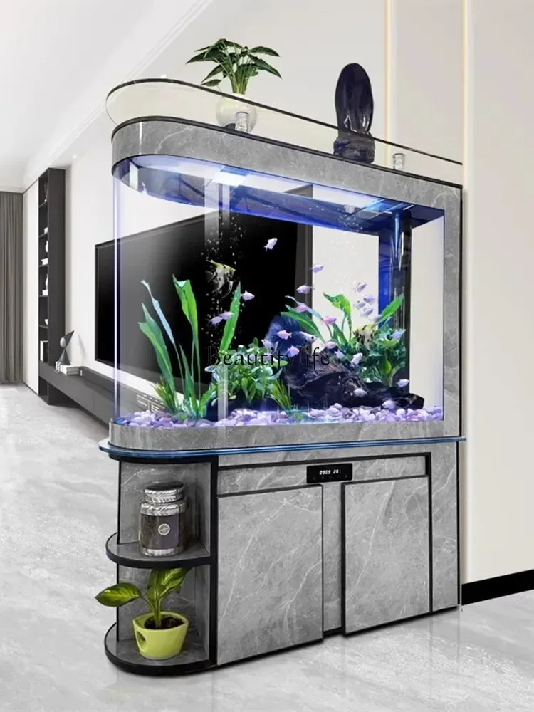 LD33Living Room Light Luxury Screen Bottom Filter Medium Mute Fish Tank Ecological Circulation Free Change Aquarium
