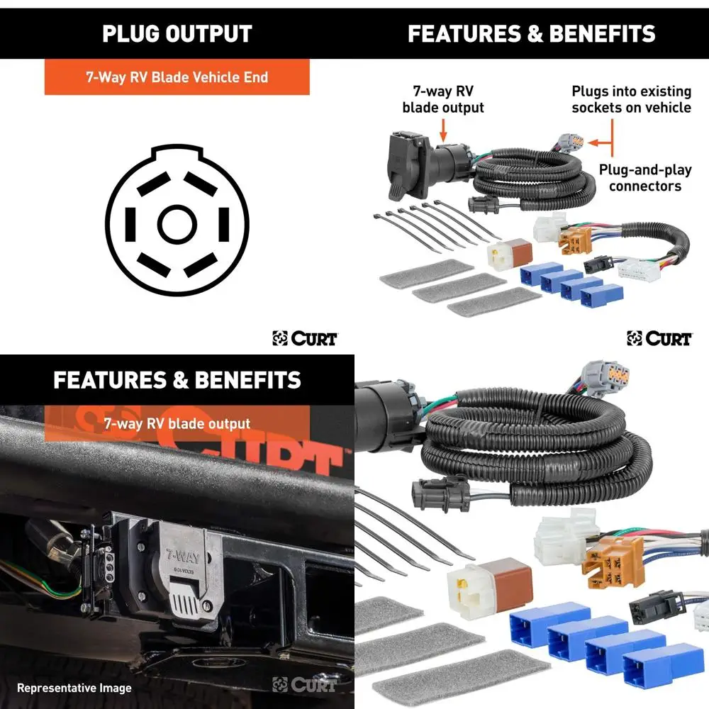 56357 Vehicle-Side Custom RV Blade 7-Pin Trailer Wiring Harness, Fits Select Nissan Pathfinder, Infiniti QX60