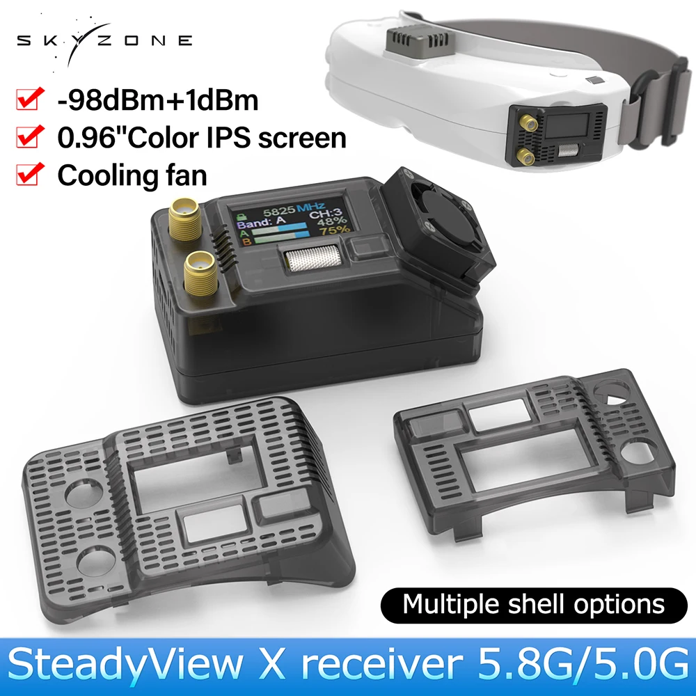 SKYZONE Steadyview X 5.0G 5.8G Receiver Module 2-6S High Sensitivity IPS Screen Multiple Shells For RC FPV Goggles Receiver