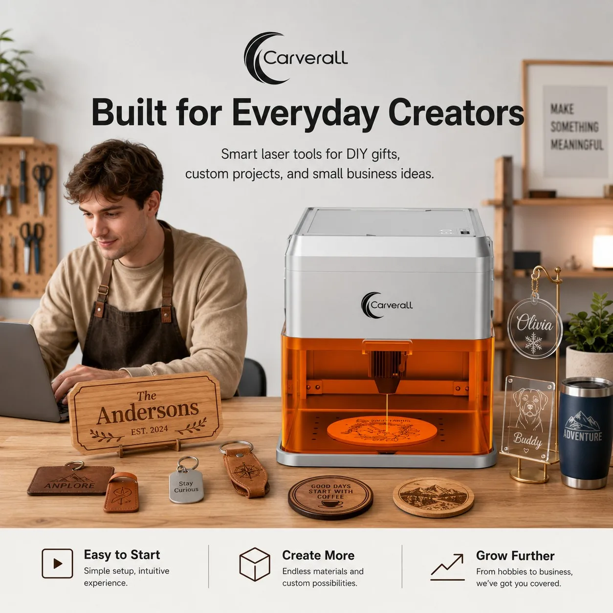 Carverall K15 Pro Laser-Gravier- und Schneidemaschine, Smart DIY-Tool, Anfängerfreundlich, mit kostenloser Software für Telefon- und PC-Nutzung, ideal für Kleinunternehmen – Detail 19