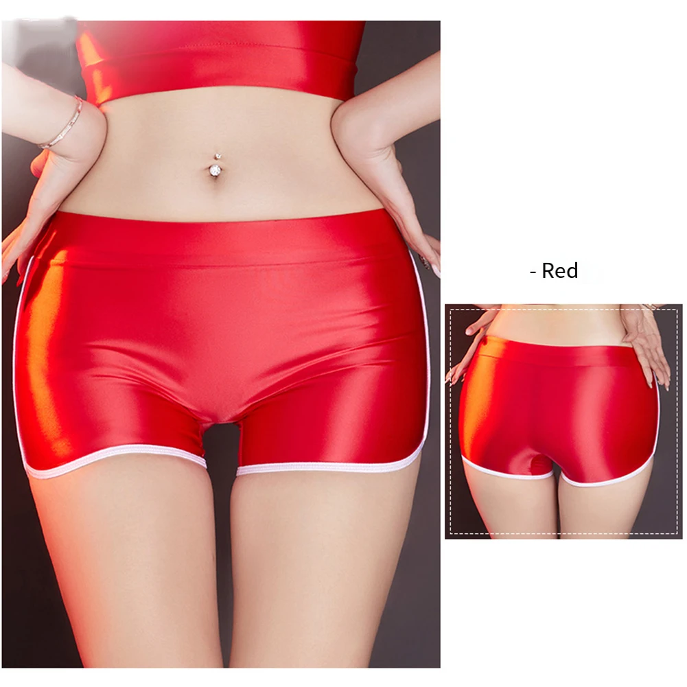 Seamless Women Boyshort Sexy Oil Shiny Glossy Panty Stretch Briefs Smooth