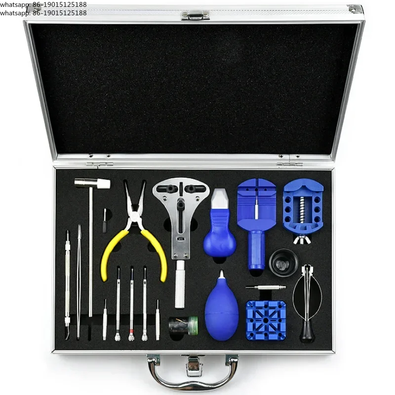 Repair tool kit, watch link pin remover, shell spring rod remover, clock battery replacement, with needle set accessories