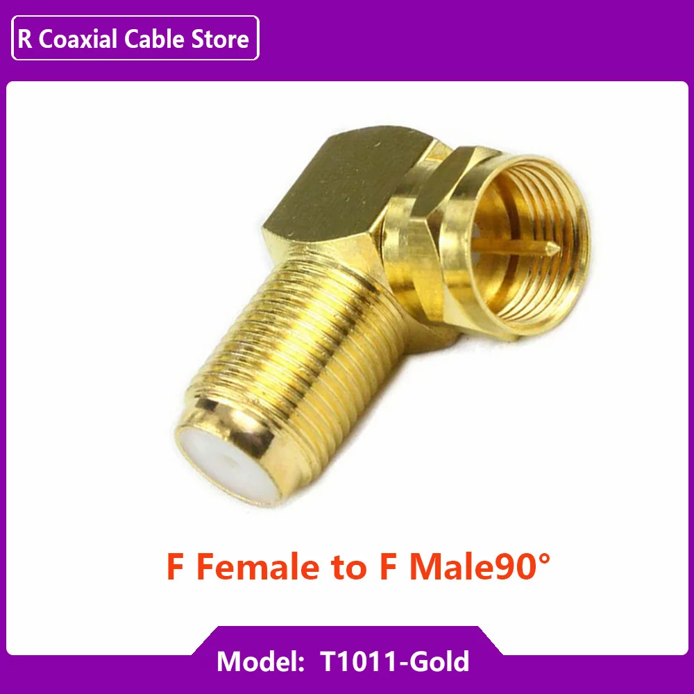 1PC Right Angle Inch Connector F Male Plug to F Female Jack Cable TV Set-Top Box Adapter