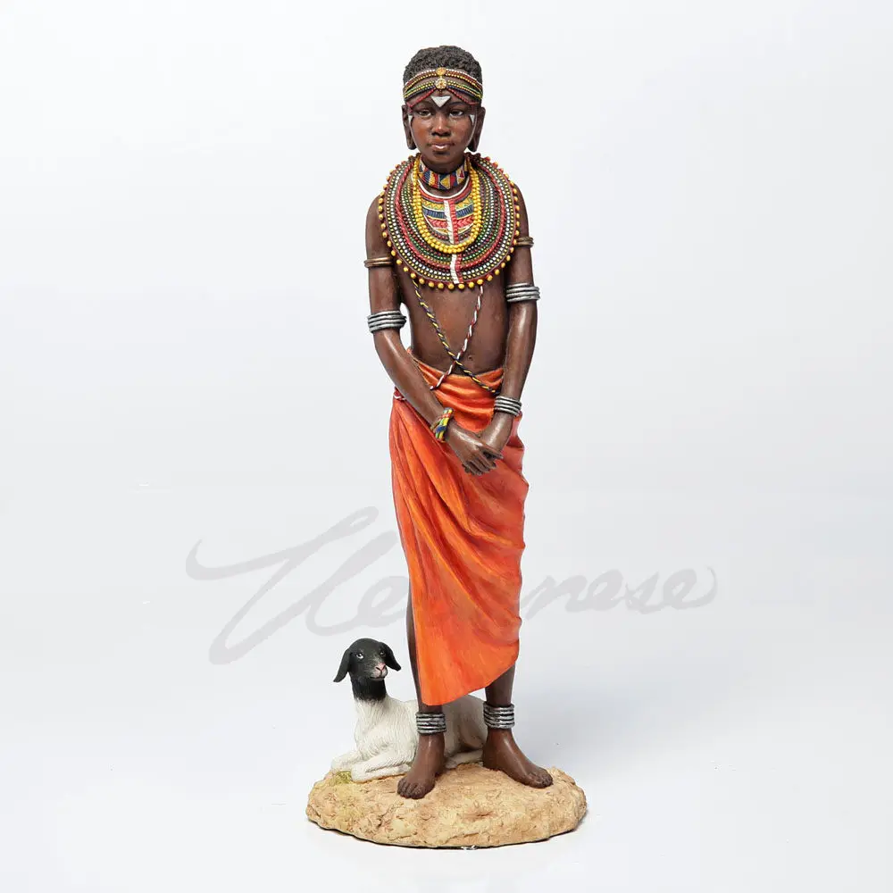 African Tribal Woman Statue Resin Figurine Home Office Desktop Decor Collectible Sculpture Ornament Gift for Ethnic Art Lovers