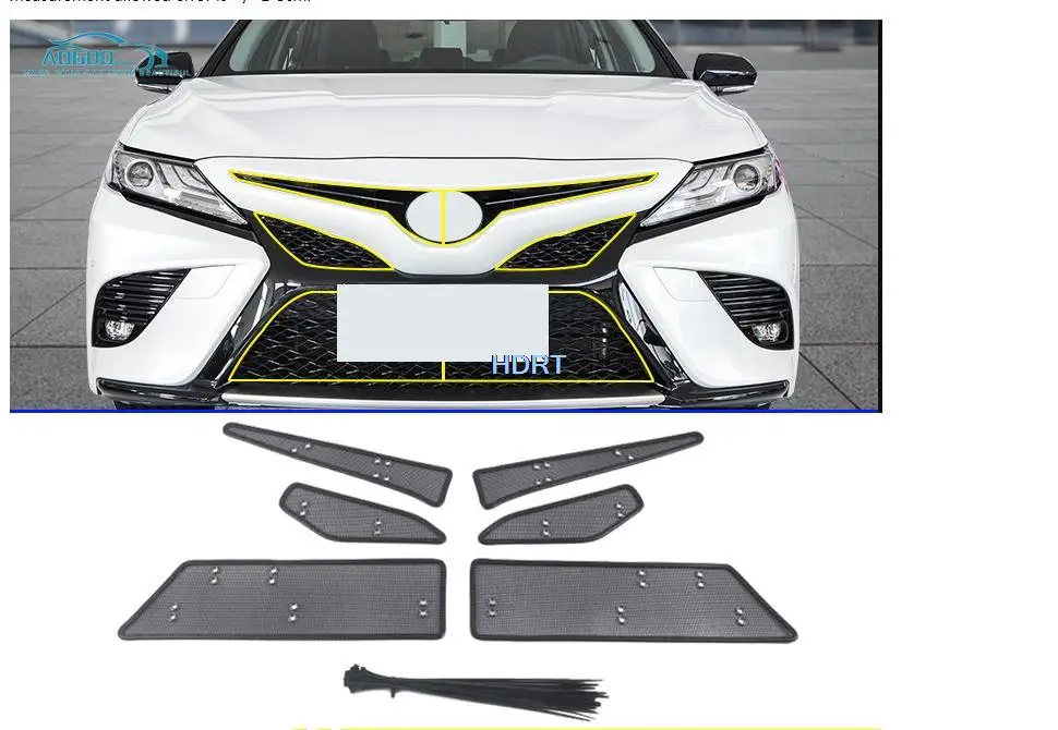 For Toyota Camry 2018 2019 2020 2021 Car  Front Grille Insert Net Screening Mesh Water Tank Engine Protection Accessories 6pcs