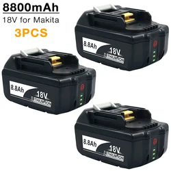 3PCS 18V 8800mAh Li-ion Rechargeable Battery for Makita BL1860 BL1840 BL1850 BL1830B LXT 400 TD140D BDF454 BL1815 BDF451 BHP453