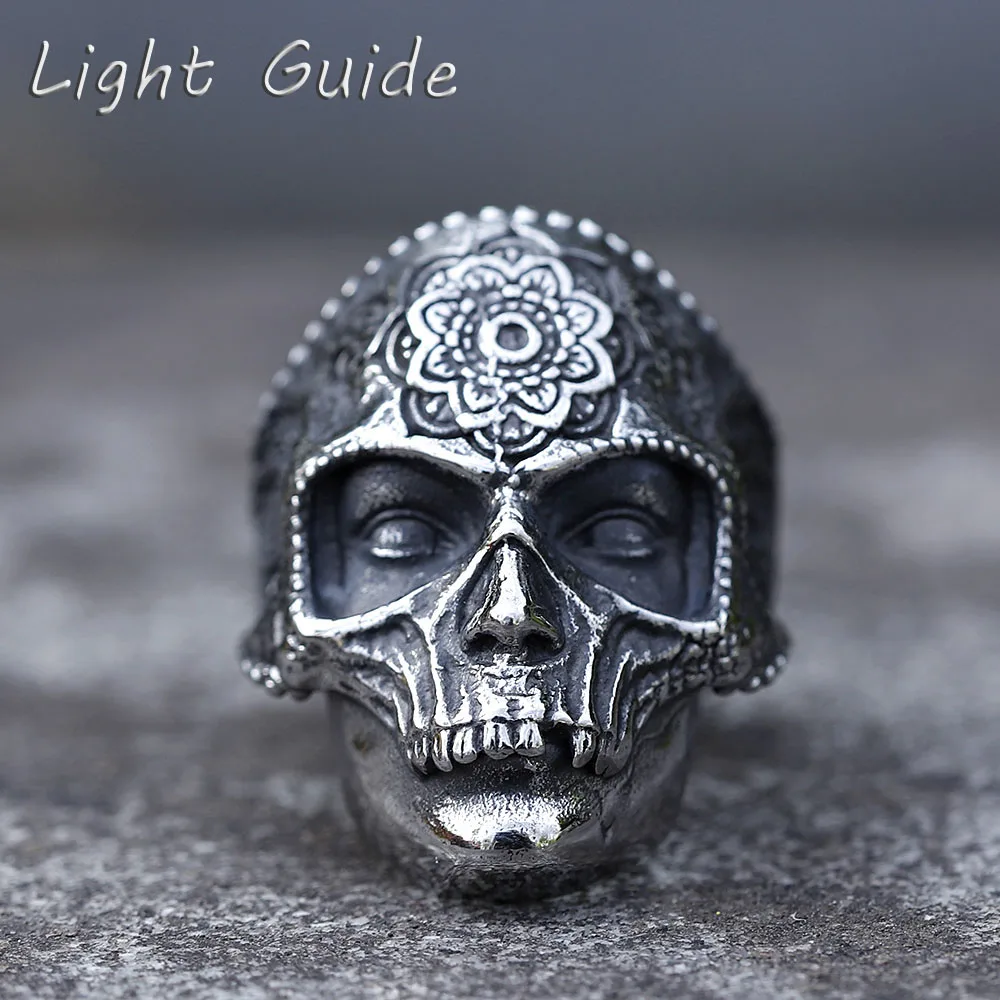 2022 NEW Men's 316L stainless-steel rings decorative pattern skull ring for teens gothic punk Biker Jewelry Gifts free shipping