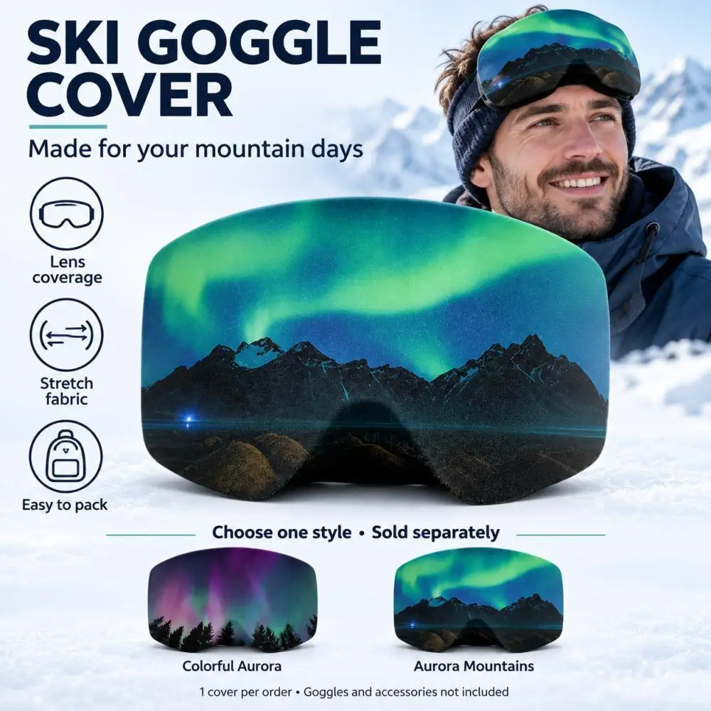 Outdoor Sports Ski Goggle Dust Cover Aurora Pattern Protective Lens Sleeve for Ski Snowboard Gear Accessories - view 2