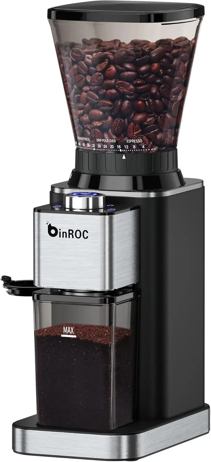 

Electric Coffee Bean Grinder with Conical Burr, 48 Adjustable Settings for Home Use, Anti-static Design in Black