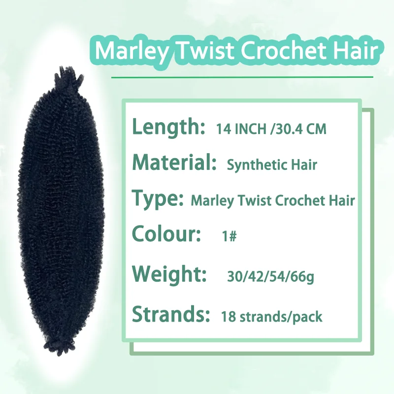 Rambut Afro Twist 8 Paket Rambut Kepang Marley Sintetis Lentur dan Lentur, Rambut Kepang Terpisah untuk Rambut Locs Lembut, Rambut Crochet