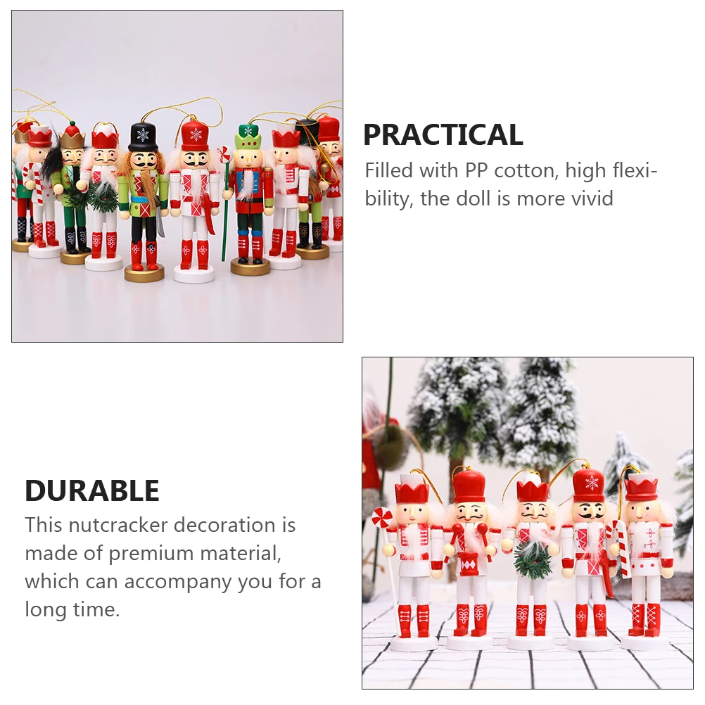 

5pcs Wooden Christmas Gift Decor For Home Tree Table Christmas Party Decor Xmas Nutcrackers Ornaments Bookshelf Xmas Gift